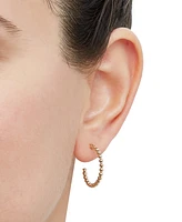 2-Pc. Set Polished & Beaded Small Hoop Earrings in 10k Gold, 1/2" & 3/4"