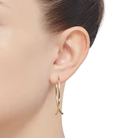 Polished Tube Bypass Medium Hoop Earrings in 14k Gold