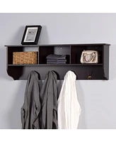 Slickblue Entryway Wall-Mounted Coat Rack with 4 Dual Hooks: Wooden Storage Shelf for Living Room