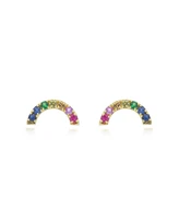 The Lovery Rainbow Gemstone Stud Earrings 14K Gold