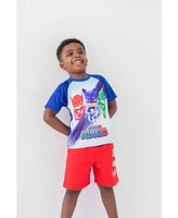 Pj Masks Toddler Boys Catboy Gekko Owlette Graphic T-Shirt Tank Top French Terry Shorts 3 Piece Outfit Set to