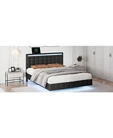 Slickblue Full Size Floating Bed Frame with Led Lights and Usb Charging – Modern and Sleek