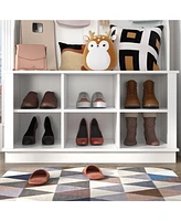 Famapy White Painted Armoire with Bench and Storage Cubbies