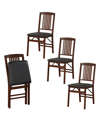 Gymax Folding Dining Chairs Set of 4 /Padded Seat Rubber Wood Frame for Dining Room