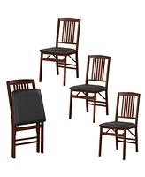 Gymax Folding Dining Chairs Set of 4 /Padded Seat Rubber Wood Frame for Dining Room