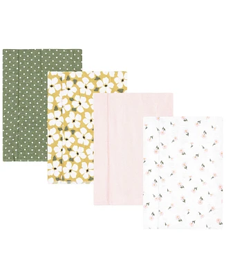 Hudson Baby Infant Girl Cotton Flannel Burp Cloths, Sage Floral, One Size