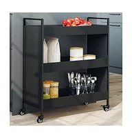 vidaXL Kitchen Trolley Black 27.6"x11.8"x32.3" Engineered Wood