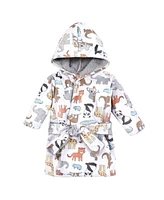 Hudson Baby Baby Boys Hudson Mink with Faux Fur Lining Pool and Beach Robe Cover-ups, Zoo Animals, 12-18 Months