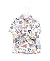 Hudson Baby Baby Boys Mink with Faux Fur Lining Pool and Beach Robe Cover-ups, Zoo Animals, 0-6 Months