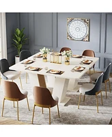 Tribesigns Modern Dining Table for 4-6, 55-Inch Rectangular Kitchen Table with U-Shaped Base, Wood Dinner Table for Kitchen Dining Room Apartment, Cre