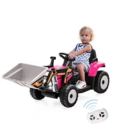 Costway Kids Ride On Excavator Digger 12V Electric Tractor Rc w/ Digging Bucket