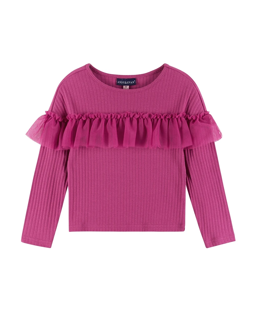 Andy & Evan Toddler Girls Toddler/Child Rib Knit Long Sleeve Top