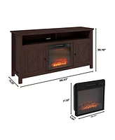 Mondawe 70" Tv Stand with 28" Electric Fireplace - 5000 Btu, Remote Control & Overheat Protection