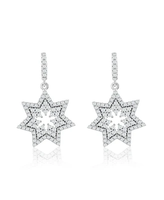 Suzy Levian New York Suzy Levian Sterling Silver White Cubic Zirconia Starburst Drop Earrings