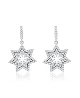 Suzy Levian New York Suzy Levian Sterling Silver White Cubic Zirconia Starburst Drop Earrings