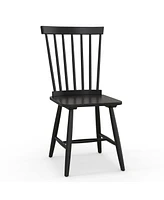 Costway Windsor Dining Chairs Set of 2 Armless Spindle Back Solid Rubber Wood