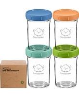 KeaBabies 4pk Prep Baby Food Storage Containers, Leak-Proof, Bpa Free Glass Jars for Feeding