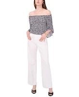 Vince Camuto Women's Printed Off-The-Shoulder Flutter-Sleeve Top