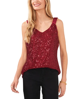 Vince Camuto Women's Sequin V-Neck Sleeveless Top