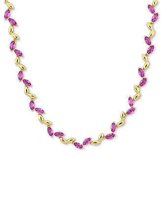 Lab-Created Pink Sapphire & Polished Marquise 17" Collar Necklace (20 ct. t.w.)