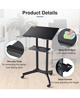 Yescom Portable Rolling Podium Mobile Standing Laptop Desk Presentation Lectern Office