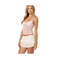 Edikted Women's Tuesday Textured Lace Tank Top - Light