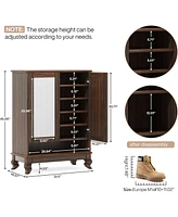 Tribesigns Shoe Cabinet for Entryway, 6-Tier Large Shoe Storage Cabinet with Doors and Adjustable Shelves, Wooden 24