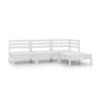 vidaXL 4 Piece Patio Lounge Set Solid Pinewood White