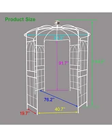 Slickblue Metal Garden Arch – Cream White Iron Arbor Gazebo, 81.3'' Dia x 114.2'' High, Birdcage Shape Pergola Pavilion for Wedding Ceremony