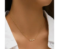 Hollywood Sensation 18K Gold Plated Sterling Silver Necklace with Three Round Cut Cubic Zirconia Stones