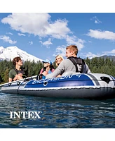 Intex Excursion 4 Person Inflatable Rafting and Fishing Boat Set with 2 Oars