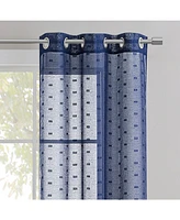 Kate Aurora Modern Living 2 Pack Plaid Sheer Embossed Grommet Top Curtain Panels - Silver