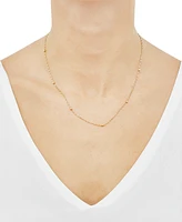 Italian Gold Polished Bead Double Link Chain 18" Station Necklace in 14k Gold