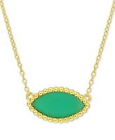 Chalcedony Bead-Framed Marquise 17" Pendant Necklace 14k Yellow Gold Flash Plated Sterling Silver (Also Lab-Created Turquoise)