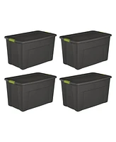 Sterilite 35 Gallon Storage Tote Box with Latching Container Lid, Gray (4 Pack)