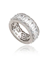 Suzy Levian New York Suzy Levian Sterling Silver Cubic Zirconia White Emerald Cut Eternity Band