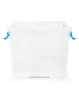 Sterilite 54 Quart Gasket Box, Stackable Storage Bin with Latching Lid, 4 Pack