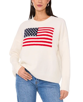 Vince Camuto Women's American Flag Crewneck Sweater