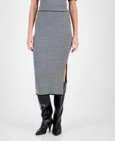 Anne Klein Women's Sweater-Knit Skirt Side-Slit Midi