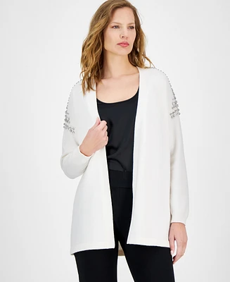 Anne Klein Women's Embellished Open-Front Cardigan