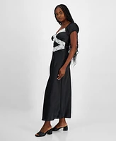 And Now This Women's Contrast-Lace Maxi Dress, Exclusively at Macy's