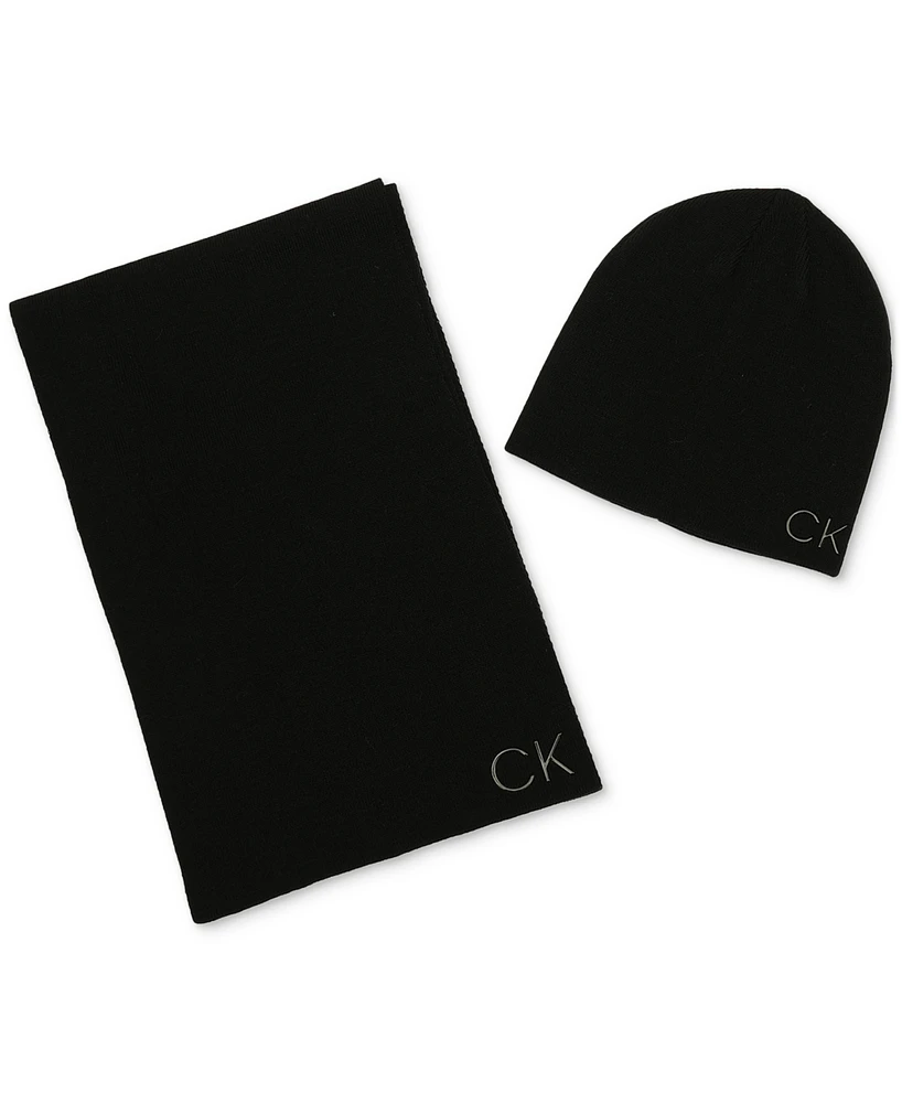 Calvin Klein Men's Logo Scarf & Beanie Set
