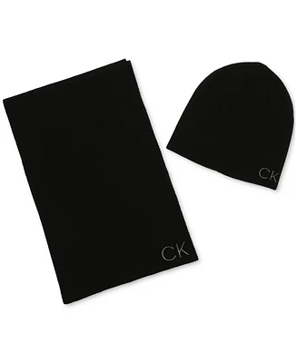 Calvin Klein Men's Logo Scarf & Beanie Set