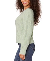 Democracy Petite Eyelash Knit V-Neck Sweater