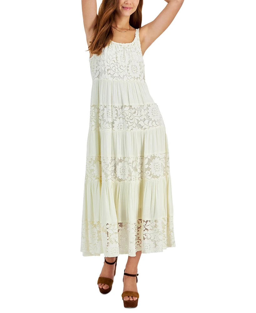 Robbie Bee Women's Lace-Trim Maxi Dress