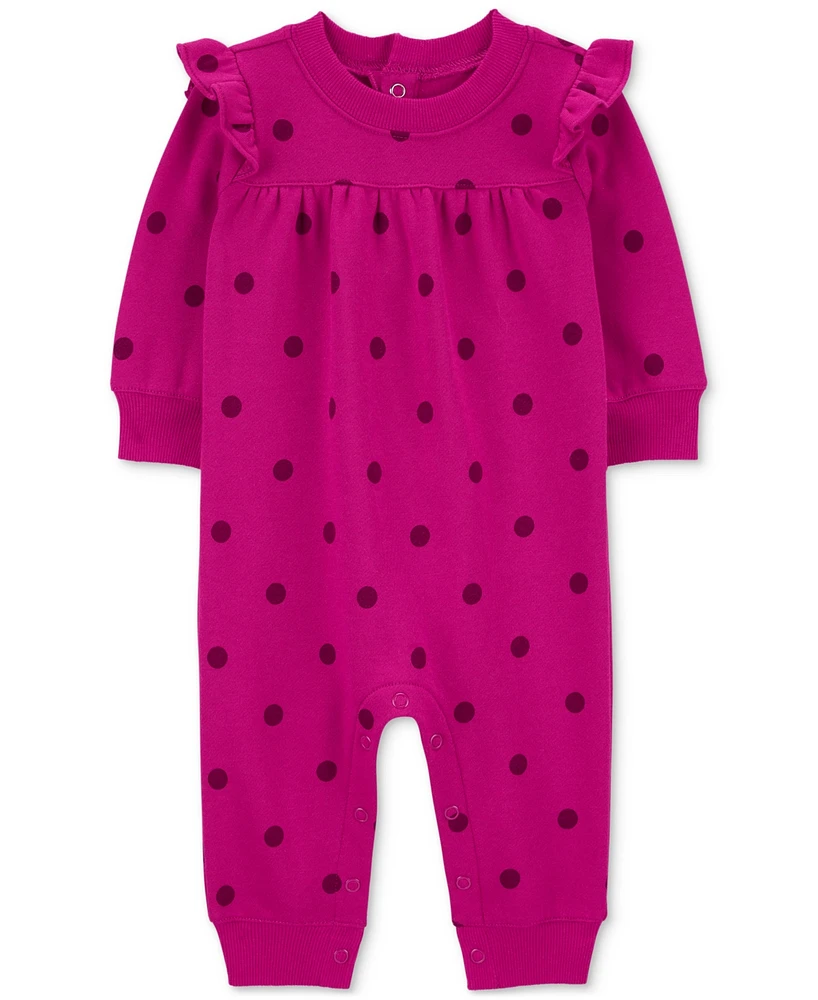 Carter's Baby Girls Dot-Print Fleece Jumpsuit