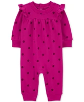 Carter's Baby Girls Dot-Print Fleece Jumpsuit