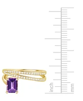 Amethyst (7/8 ct. t.w.) & Lab Grown White Sapphire Accent Coil Ring 14k Gold-Plated Sterling Silver (Also Additional Gemstones)