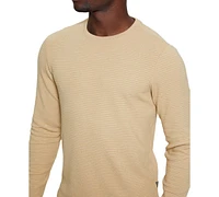 Guess Men's Hudson Linear Textured Long Sleeve Crewneck Shirt