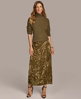 Donna Karan New York Women's Crushed Velvet Midi Skirt